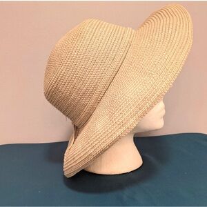 Wide Brim Sun Hat - Beige / Grayish Straw Style